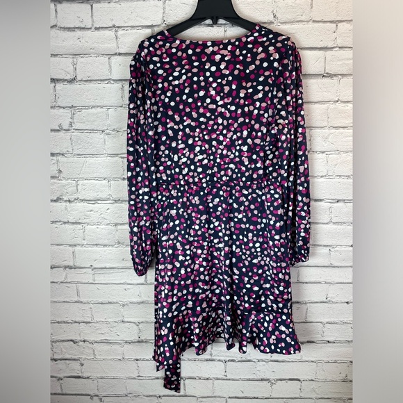 The Drop Pink Polka Dot Abstract Print Faux Wrap Long Sleeved Dress Size XL NWT - Picture 11 of 13